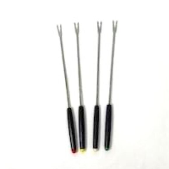 Other - Vtg Fondue Forks Skewers Wood Handle Colored Tips Japan MCM Retro‎ Party